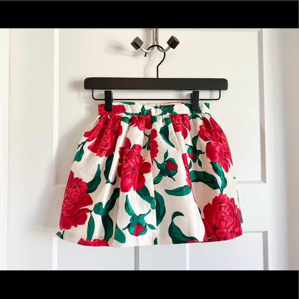 Gymboree Red Floral Skirt with Green Leaves